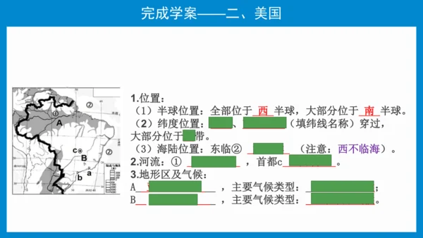 七下：美国、巴西（一轮复习课件30张） （人教版）