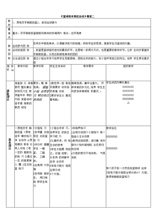 篮球兴趣小组教案 篮球教案