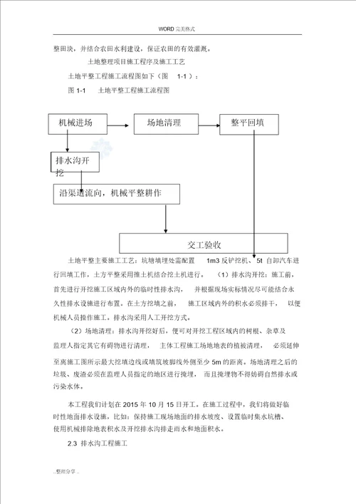 土地整理及排水沟施工方案设计