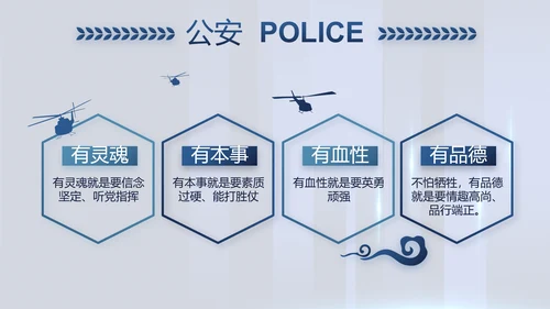 蓝色公安警察派出所年年终总结演讲PPT