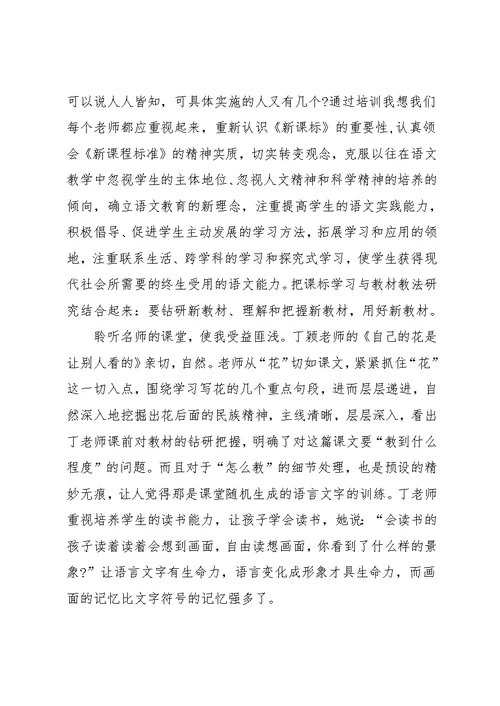 教师小学语文培训的心得体会五篇