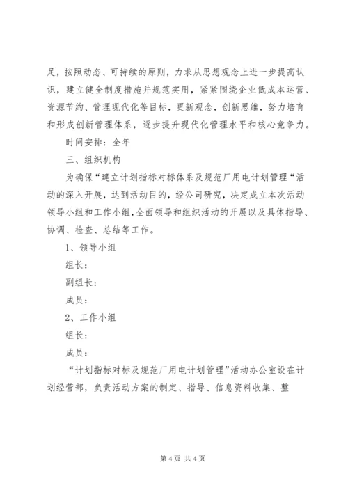 建立计划指标对标体系与规范厂用电计划管理活动方案 (2).docx