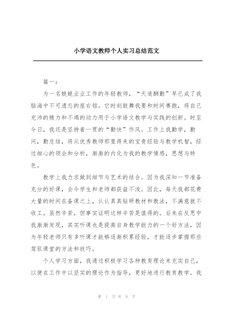 小学语文教师个人实习总结范文.docx