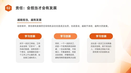 橙色简约员工职业素养培训企业培训PPT课件