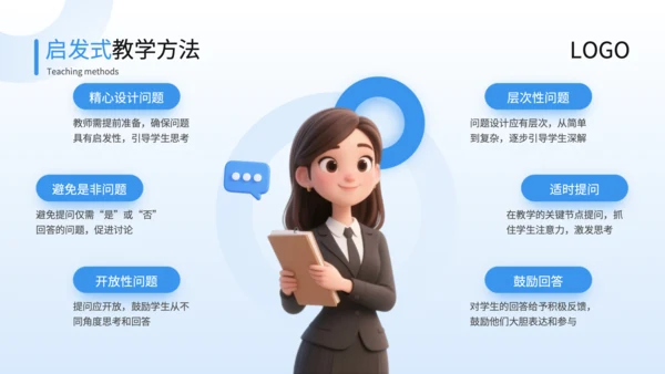 蓝色3D风启发式教学理念与实践培训PPT