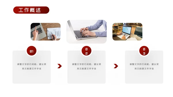 红色商务工作总结工作计划述职报告PPT模板