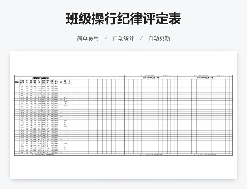 班级操行纪律评定表