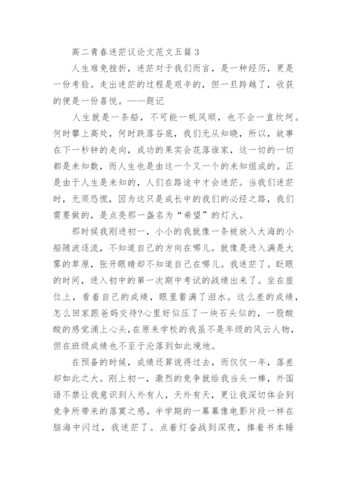 高二青春迷茫议论文范文五篇.docx