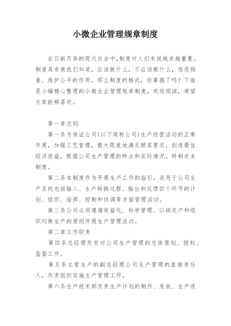 小微企业管理规章制度.docx