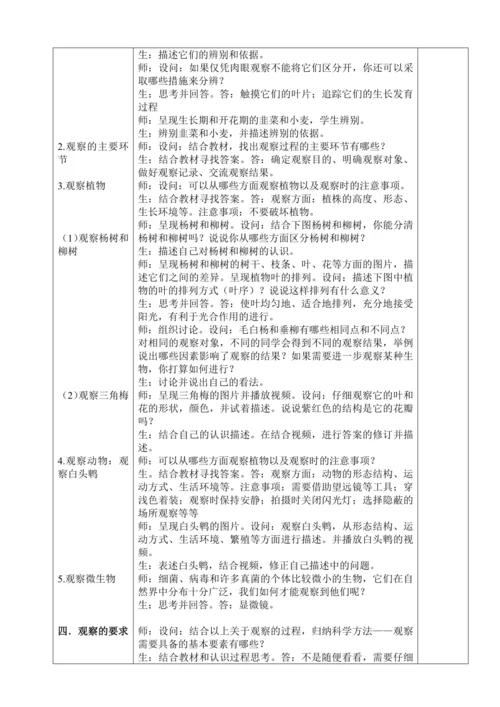 人教版（2024）生物七年级上册 1.1.1观察周边环境中的生物（教案）