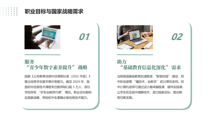 绿色商务风软件工程专业大学生职业生涯规划发展展示PPT模版