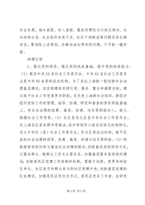 基层反映：关于创新社会治理，加强基层建设的建议.docx