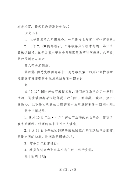 综合测评部第十四周计划精编.docx