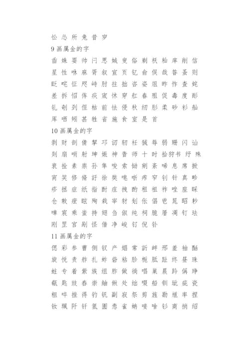 五行属金的字大全(最新).docx