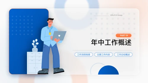 蓝橙扁平风互联网年中工作汇报