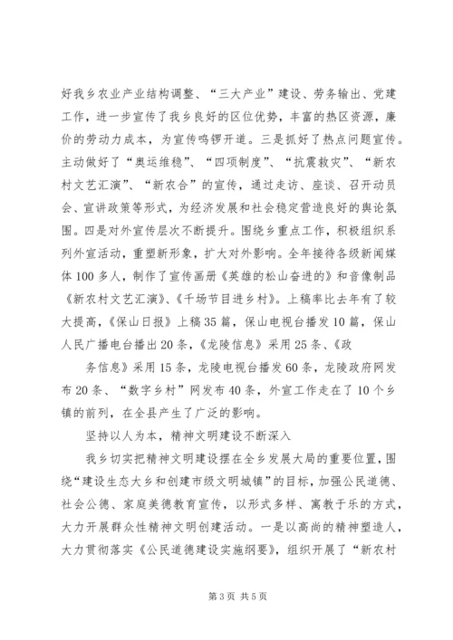 乡镇宣传思想工作总结及工作计划.docx
