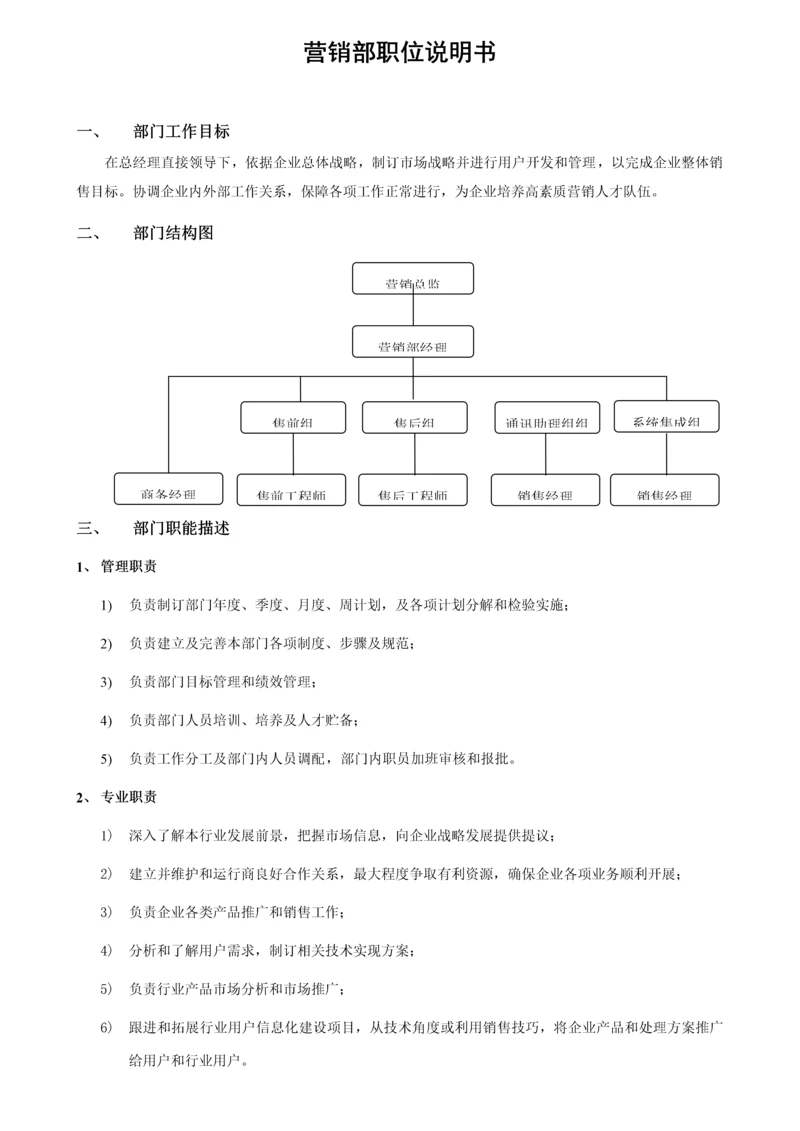 软件企业营销部岗位说明指导书.docx