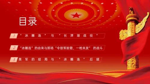 抗美援朝冰雕连的故事，红色党政风通用PPT模板