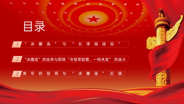 抗美援朝冰雕连的故事，红色党政风通用PPT模板