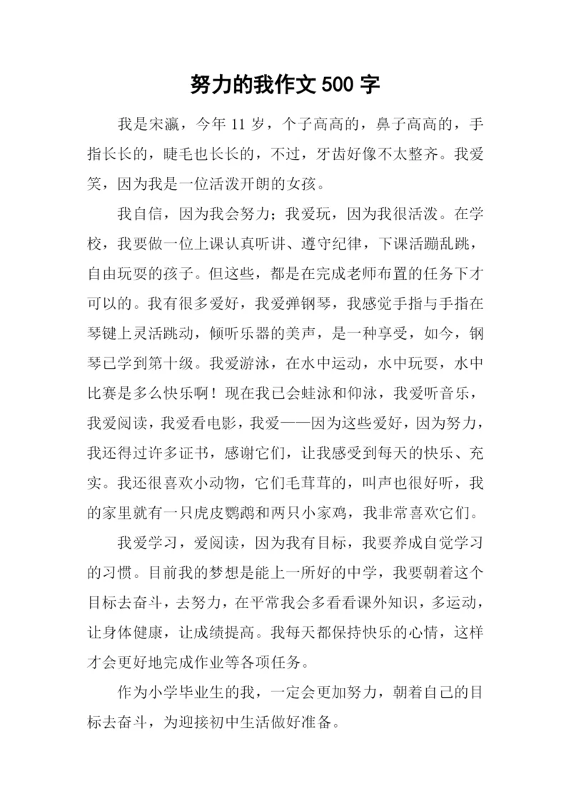 努力的我作文500字.docx