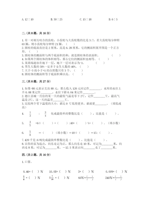 河南省平顶山市六年级下册数学期末测试卷（原创题）.docx