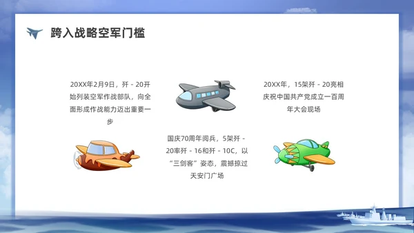 插画空军建军节科普宣传PPT课件