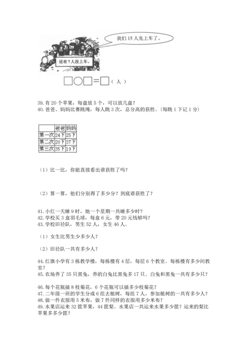 小学二年级上册数学应用题100道及参考答案【精练】.docx