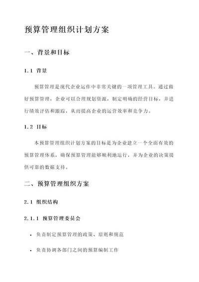 全面预算管理组织计划方案