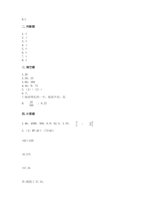 北京版六年级下册数学期中测试卷（精练）.docx