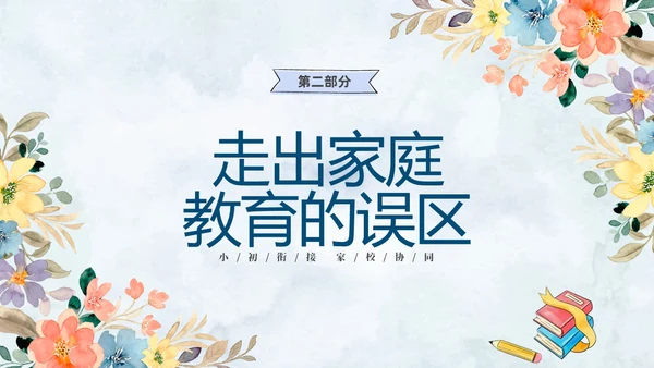 清新水彩手绘花卉卡通儿童六年级期中期末家长会PPT