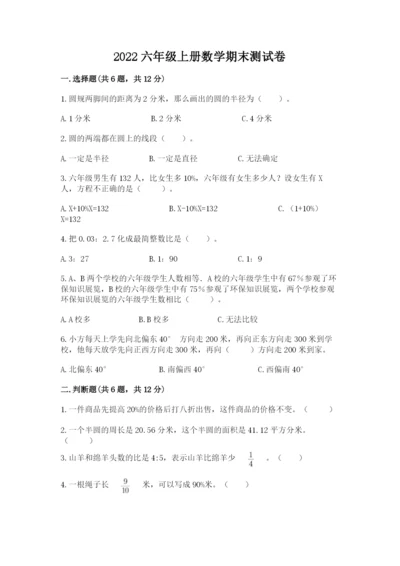 2022六年级上册数学期末测试卷【易错题】.docx
