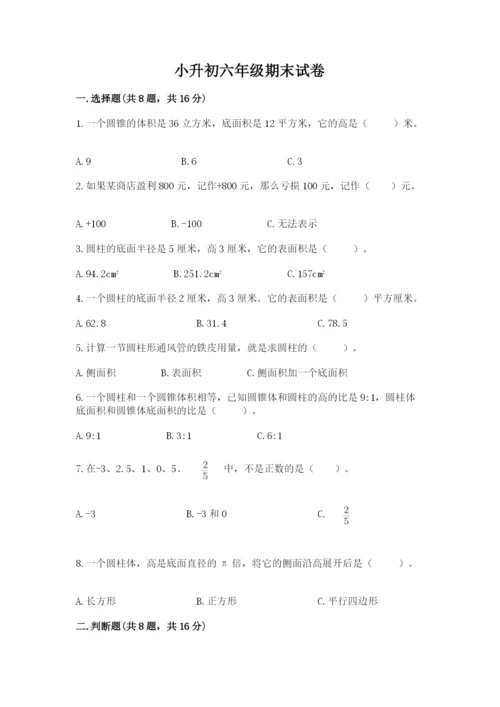 小升初六年级期末试卷精品及答案.docx