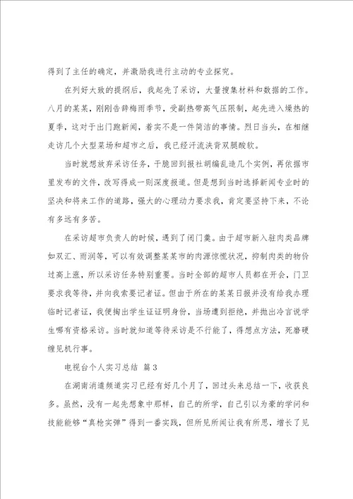 电视台个人实习总结
