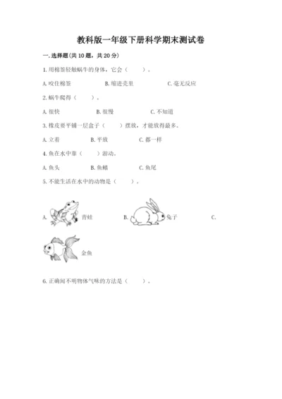 教科版一年级下册科学期末测试卷精品（全优）.docx