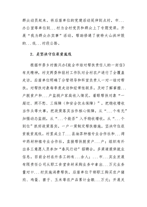派驻...村队员乡村振兴帮扶工作情况汇报
