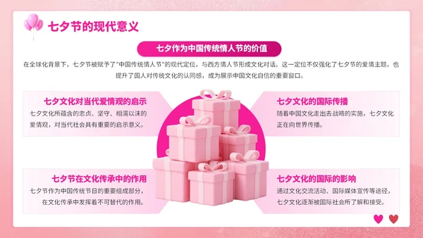 粉色3D立体七夕浪漫与爱相约七夕策划PPT模板