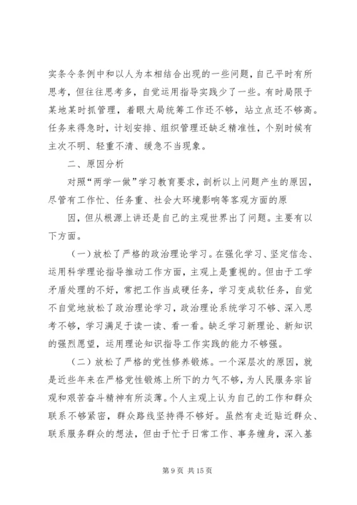 常务副县长两学一做党风党纪民主生活会对照检查材料.docx