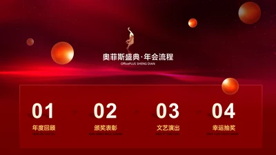 商务风红色并列关系4项PPT单页