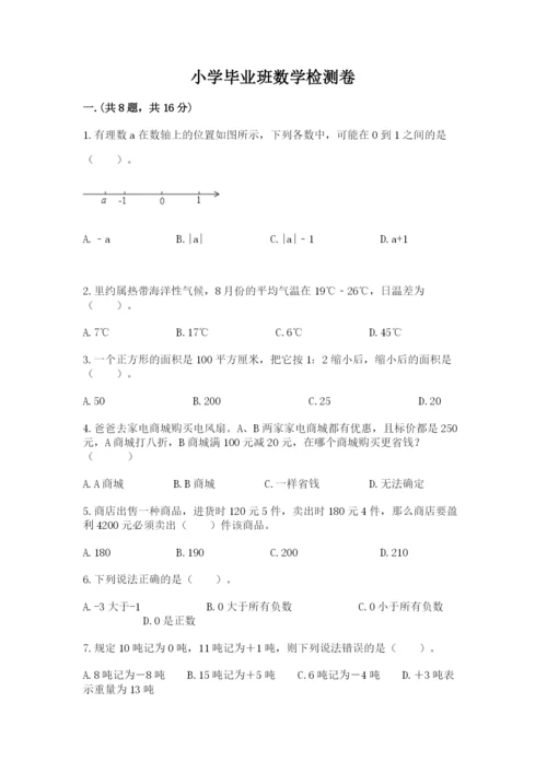 小学毕业班数学检测卷及完整答案（考点梳理）.docx