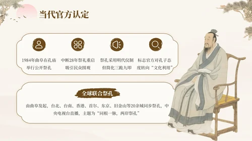 褐色中国风孔子诞辰日文化宣传PPT模板