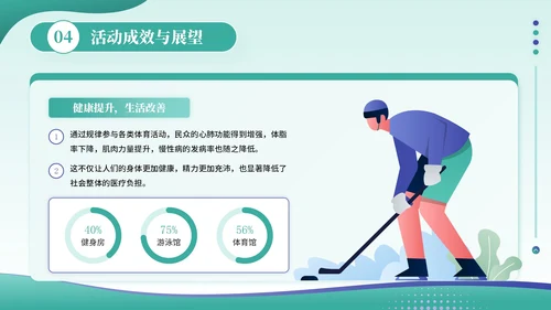 绿色插画风全民健身活动PPT模板