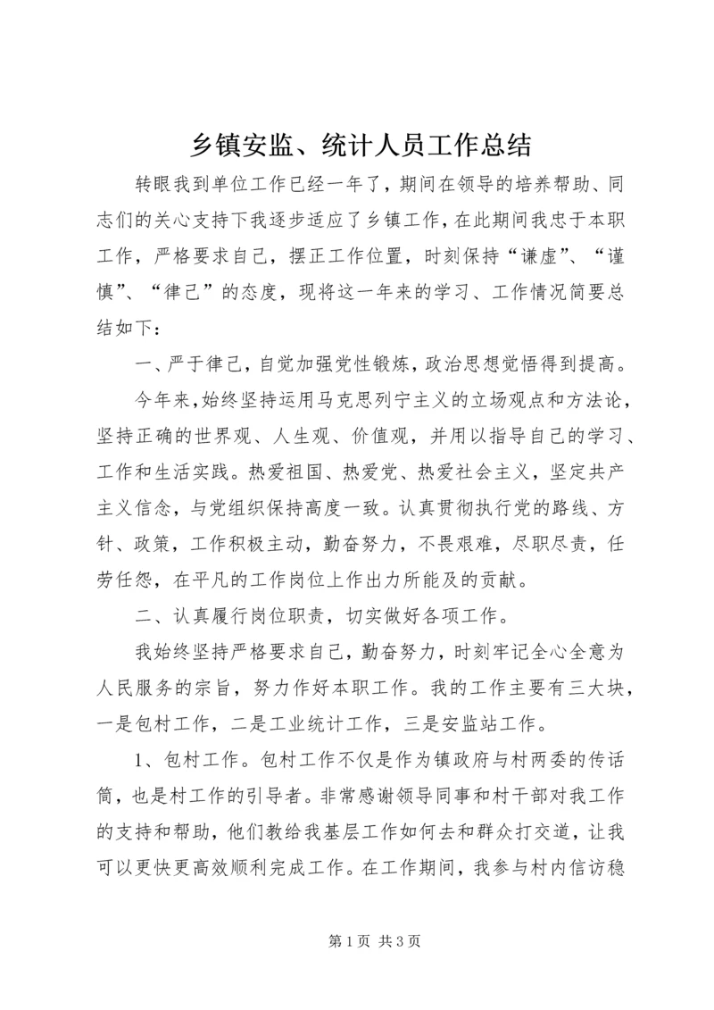 乡镇安监、统计人员工作总结.docx