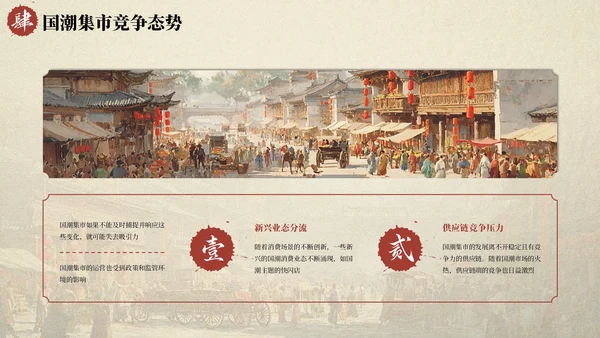 红色国风国潮集市市场分析报告PPT模板