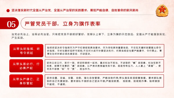 全面从严治军锤炼坚强党性和过硬作风PPT模板