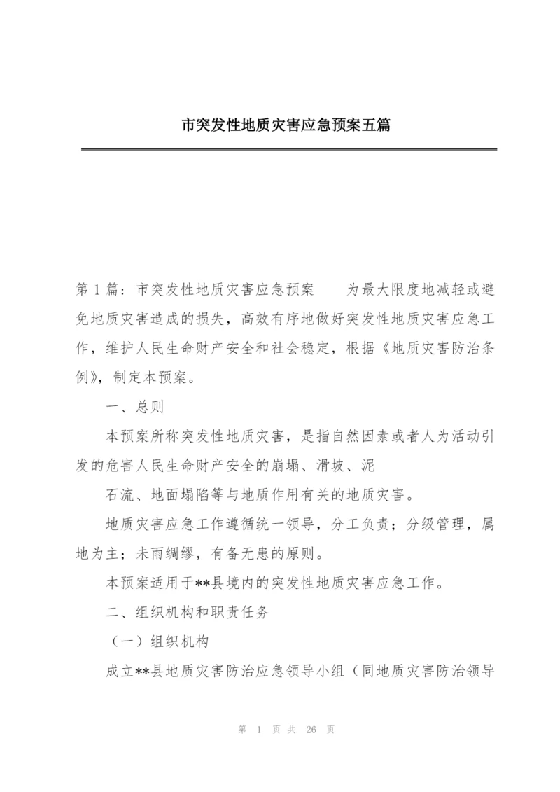 市突发性地质灾害应急预案五篇.docx