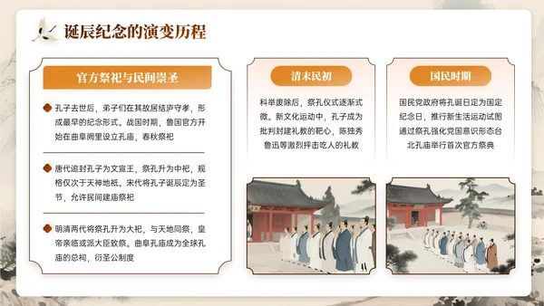 深棕色系关于孔子诞辰文化宣传主题PPT模板