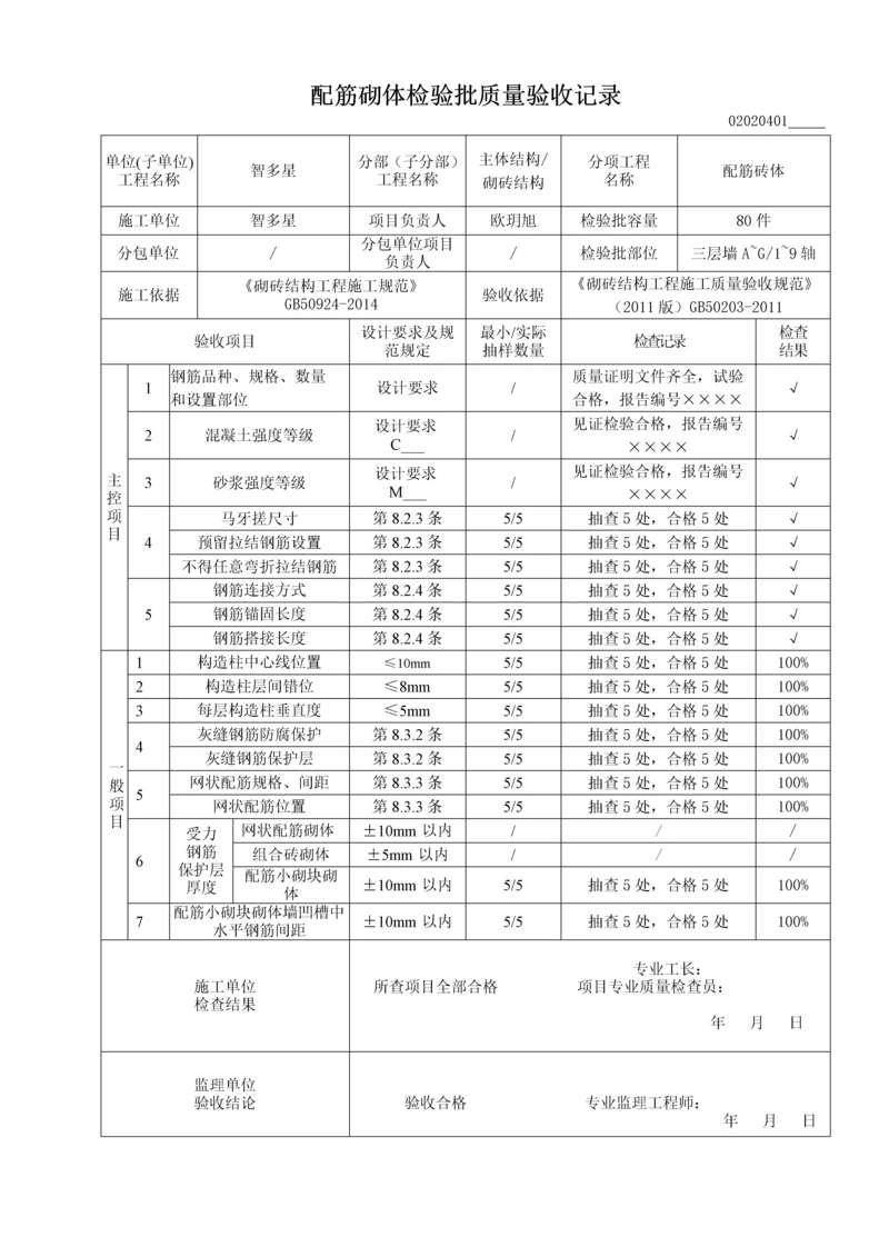 配筋砌体检验批质量验收记录.docx