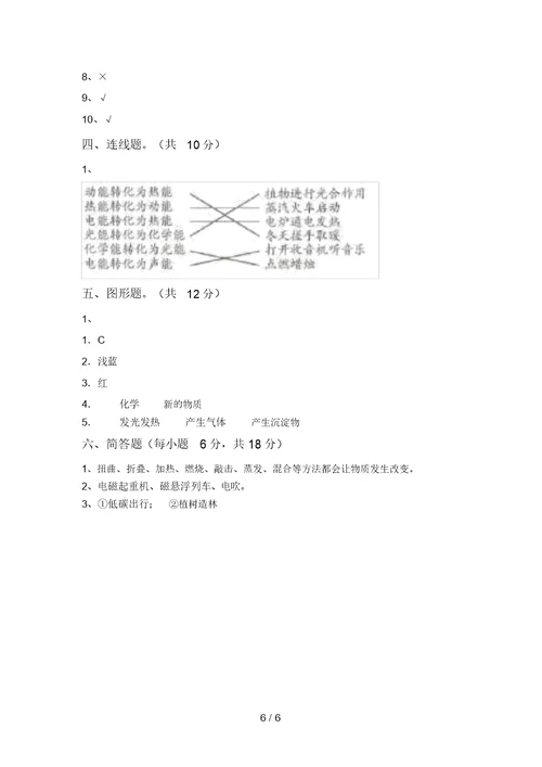 新教科版六年级科学(上册)期末阶段检测及答案