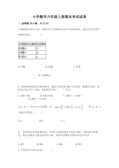 小学数学六年级上册期末考试试卷附参考答案（培优a卷）.docx