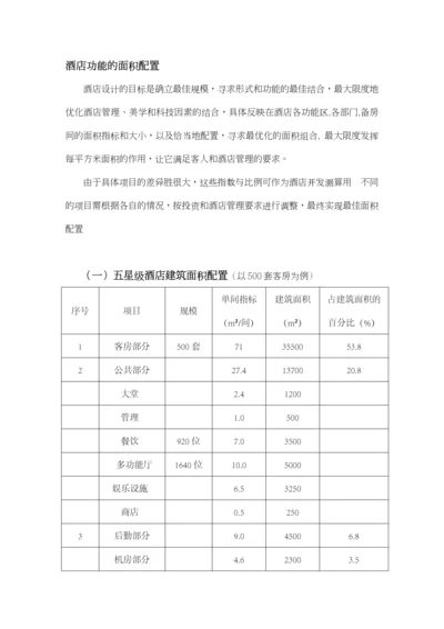 各星级酒店功能区面积配置.docx